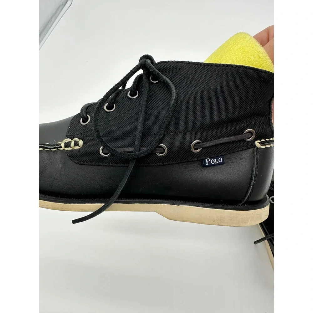 Polo Ralph Lauren Chukka Boat Shoes Mens Waterton Leather Black Sz‎ 9